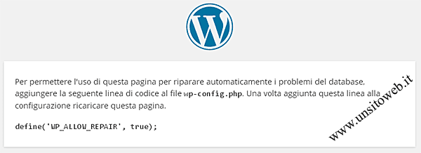 Connessione database wordpress