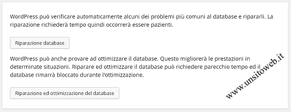 Riparazione database wordpress