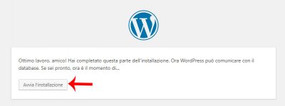 avvia installazione WordPress 