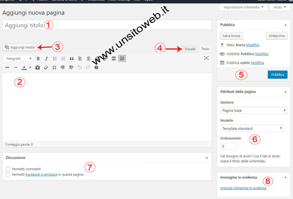 nuova pagina WordPress