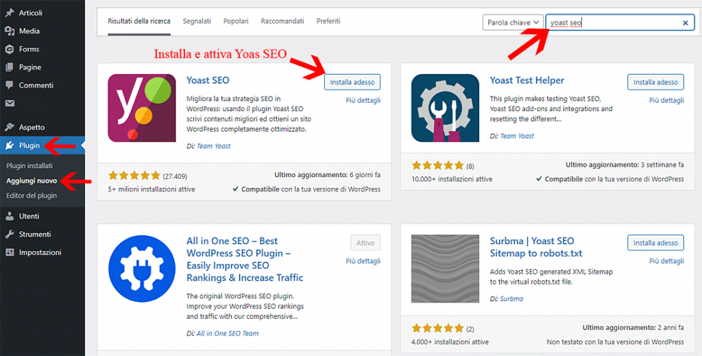 Installazione Yoast SEO