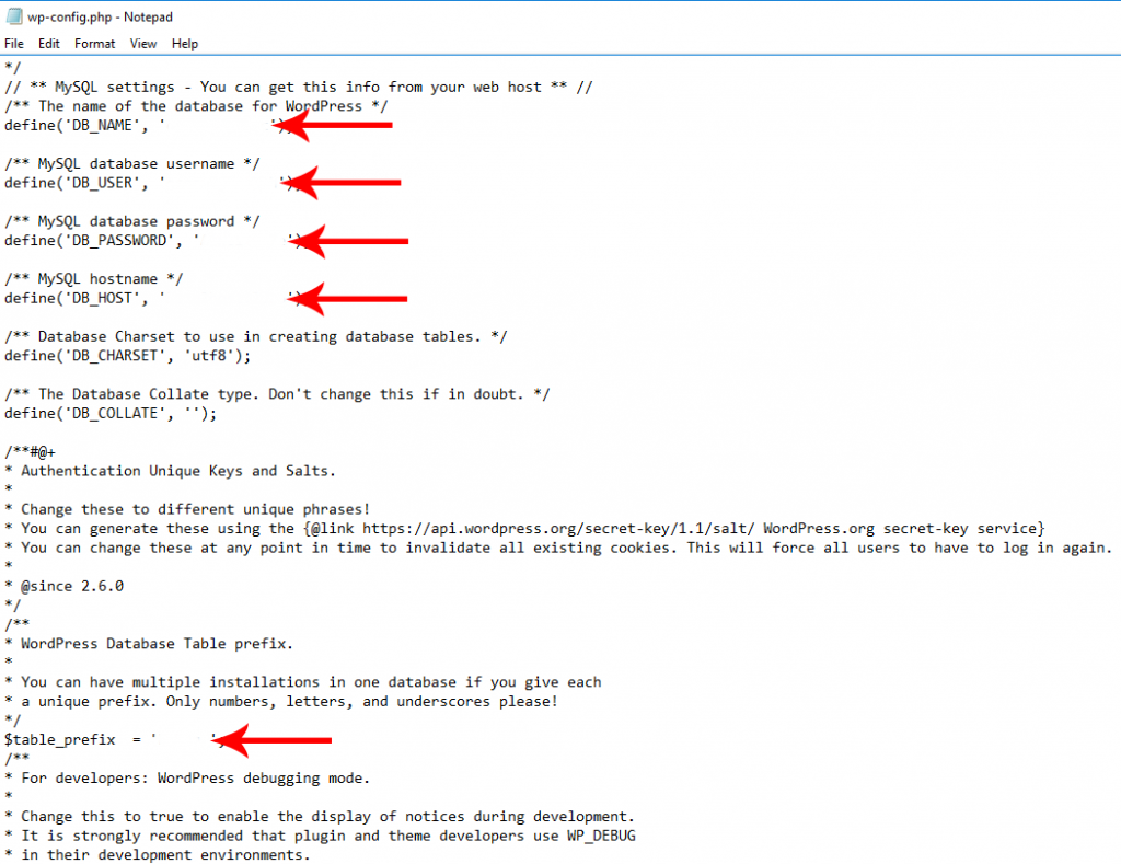 modifica file wp-config.php