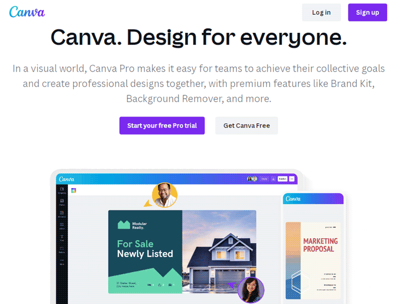 landing page canva