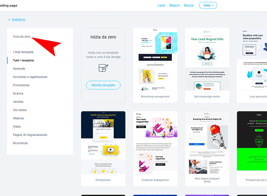 landing page da zero