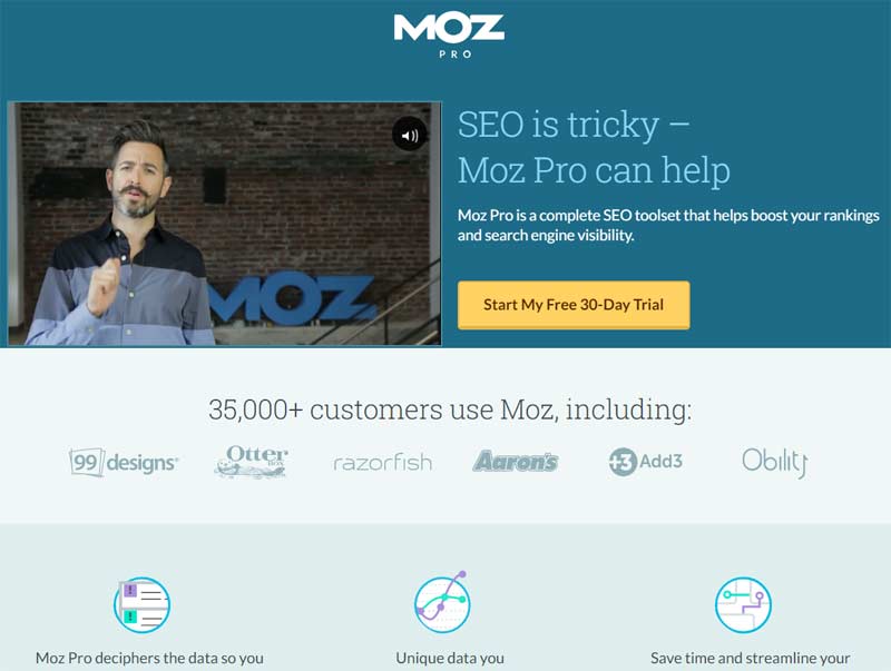 landing page moz pro