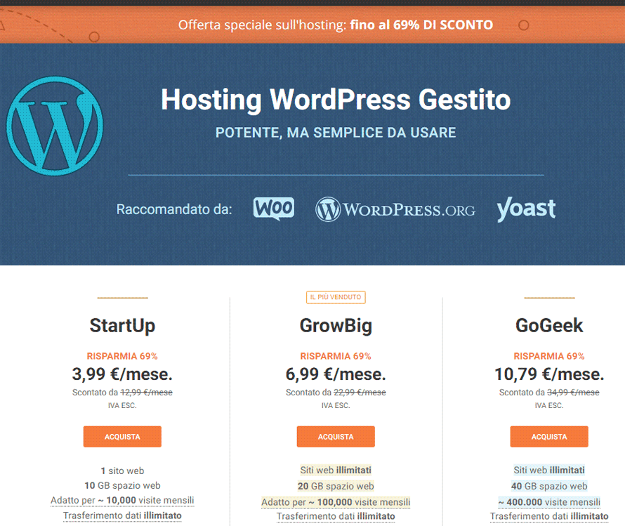 siteground prezzi wordpress