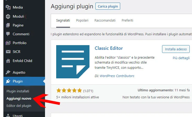 aggiungi nuovo plugin