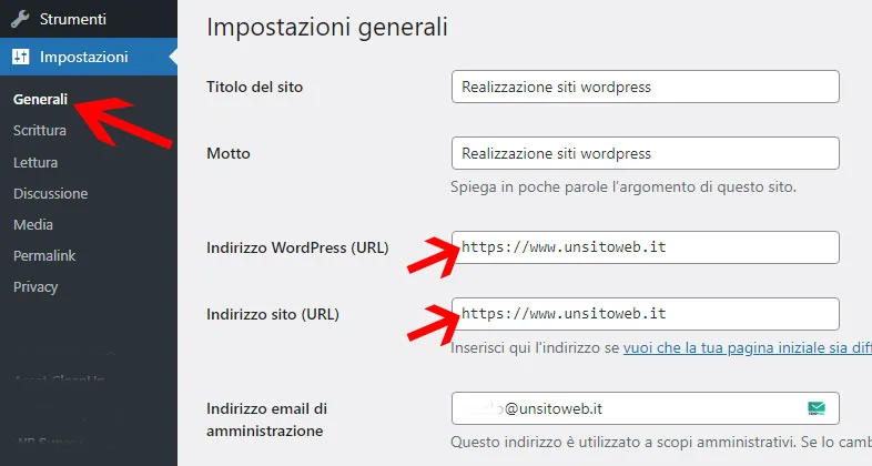 impostazioni https url