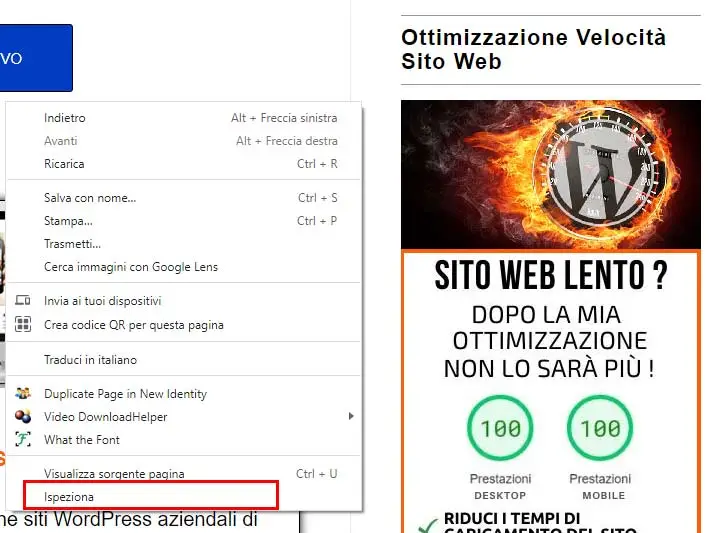 ispeziona chrome