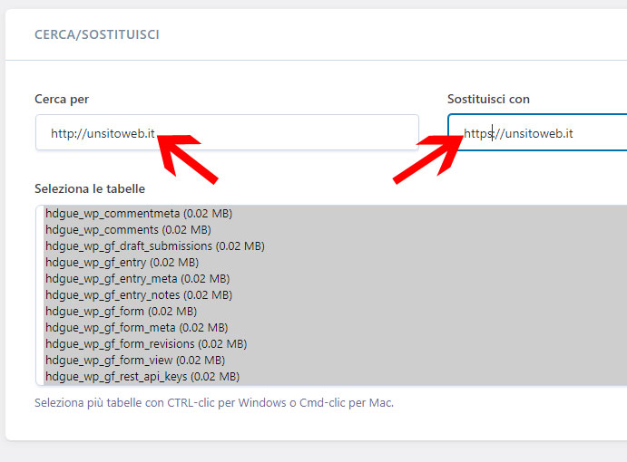 sostituisci http con https