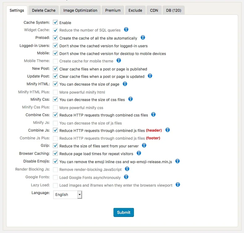 wp fastest cache dashboard 