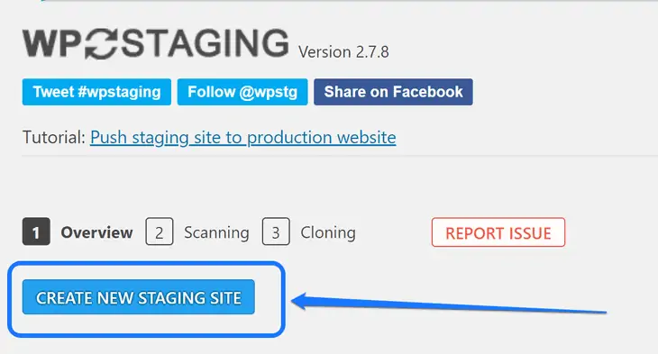 crea nuovo WP Staging