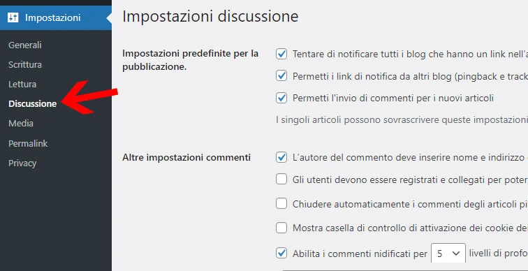 gestione commenti wordpress