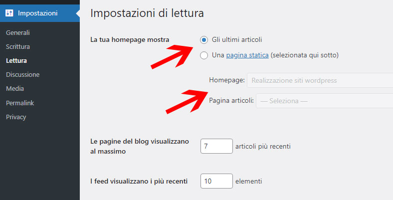 homepage statatica wordpress