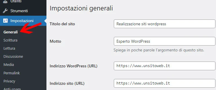 Titolo tag line wordpress