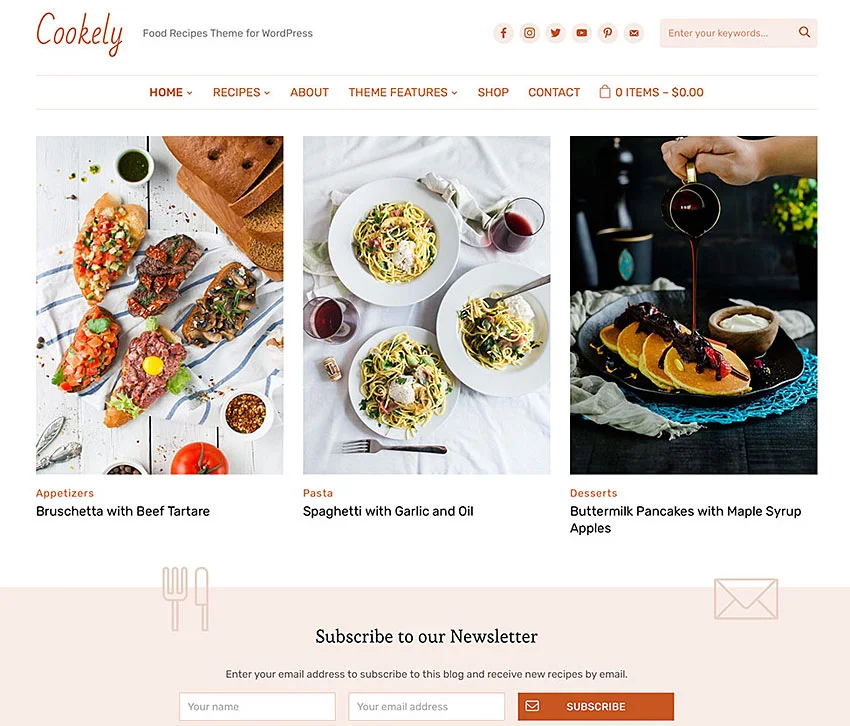 cookley tema food blog
