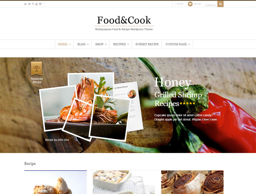 foode cook tema food blog