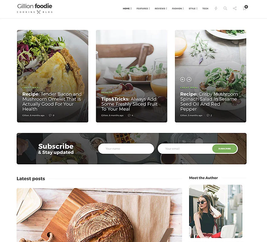 gillion tema food blog