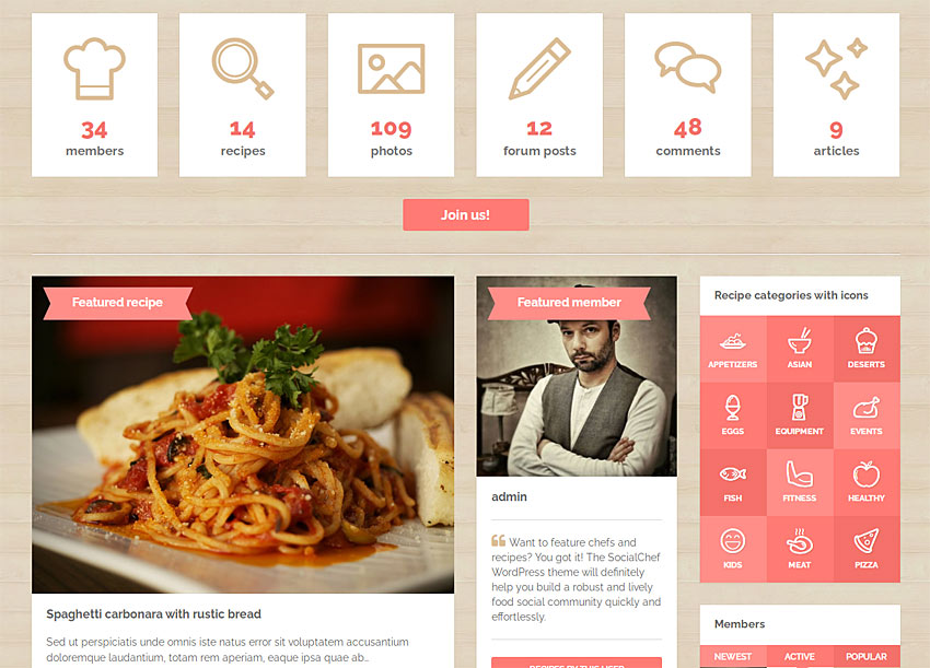 socialchef tema food blog