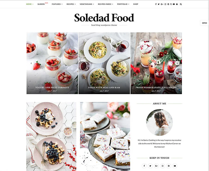 soledad tema food blog